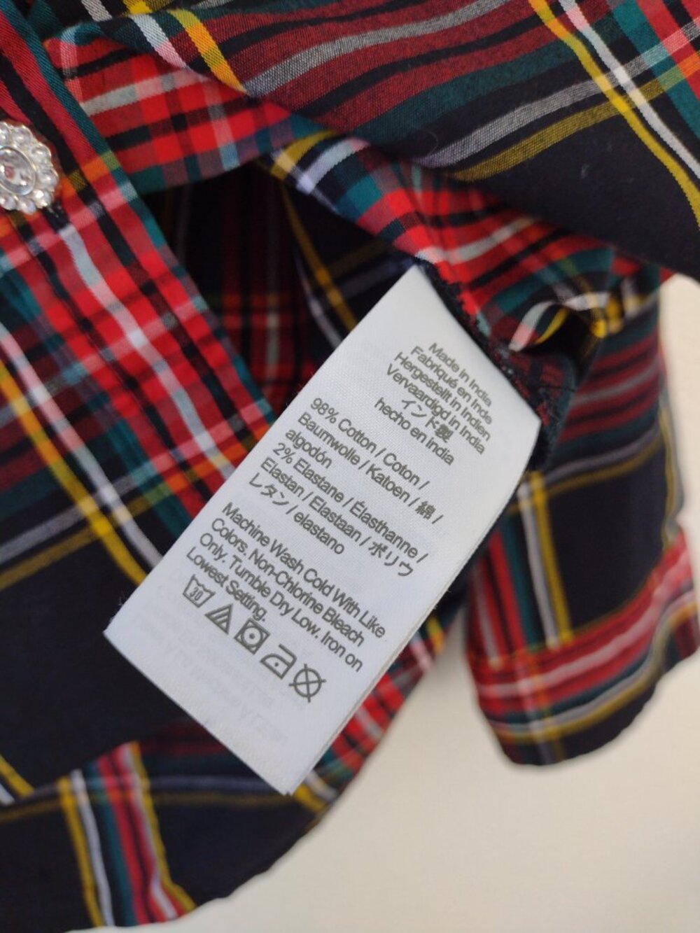 J.Crew Women's Ruffled Neck Button Down Shirt Tartan Plaid Medium Red Black - Picture 6 of 7